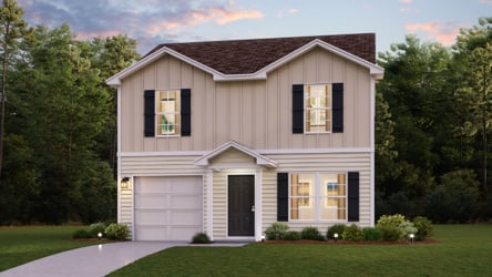 A house with a lawn and trees.