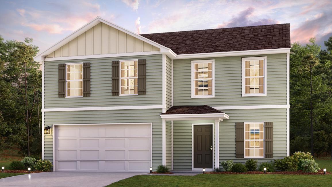 A house with a garage.