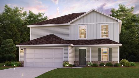 A house with a garage with American Gothic House in the background.