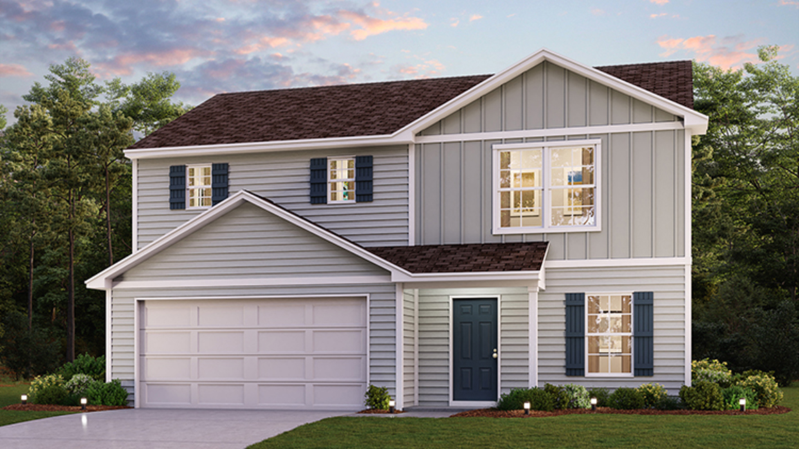 A house with a garage.