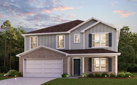 Scipio Sunrise single-family two-story brick render Hudson elevation B in La Porte IN