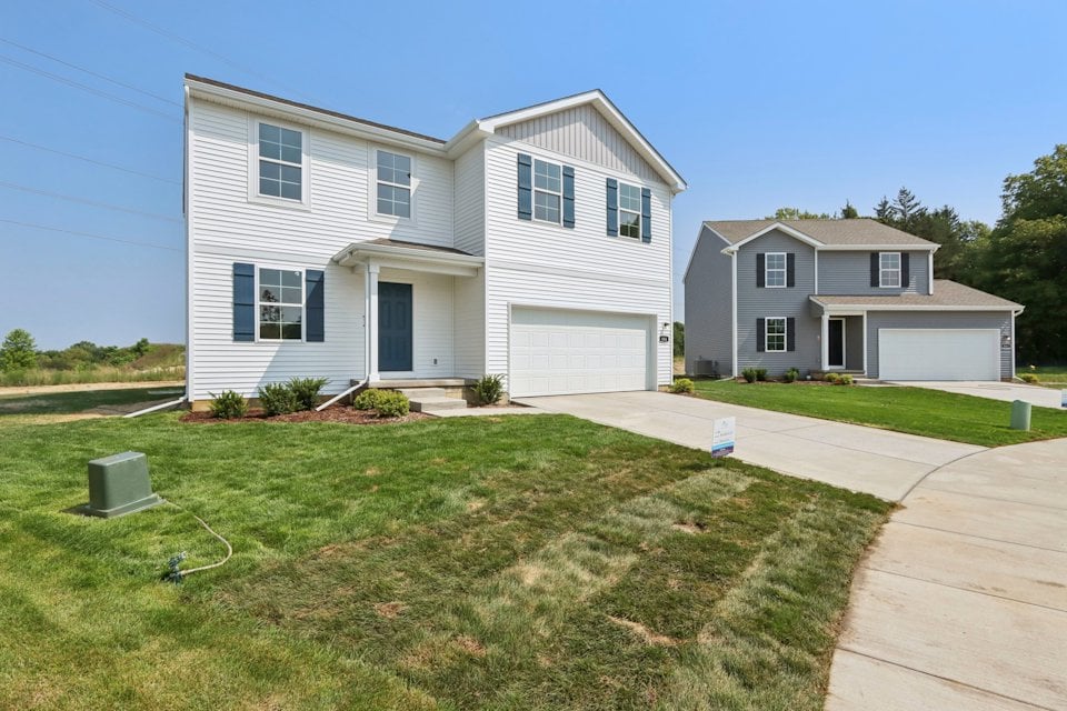 A house with a lawn.