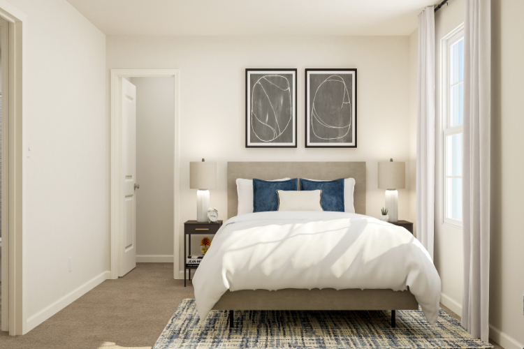 A bed in a room.