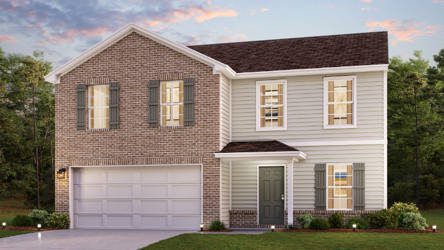 A large house with a garage.