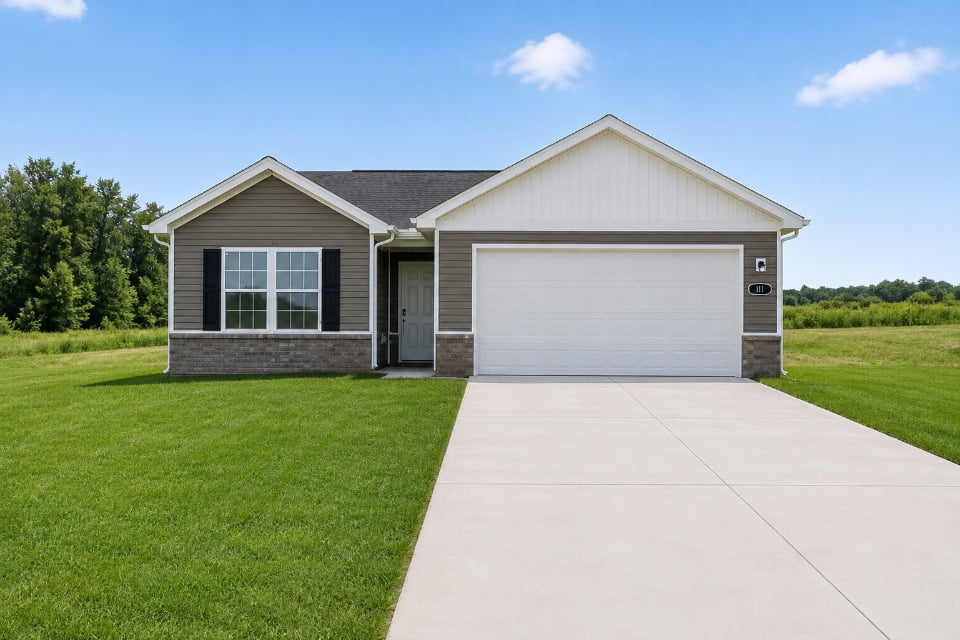 A house with a garage.