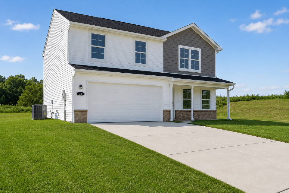 A house with a garage.