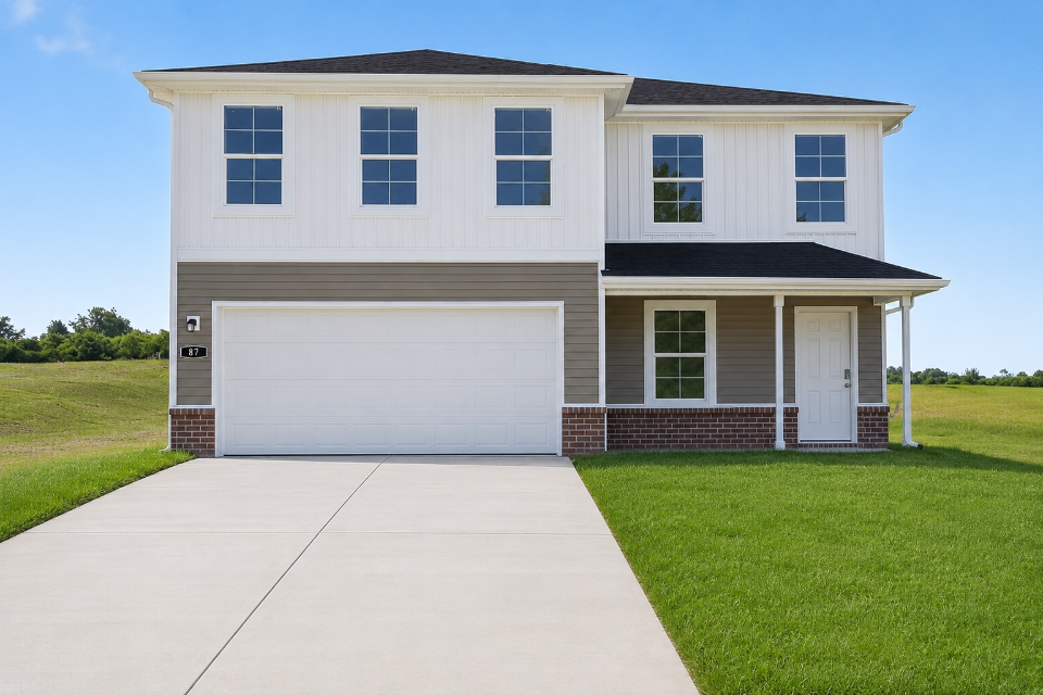 A house with a garage.