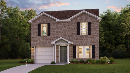 A house with a driveway and trees.