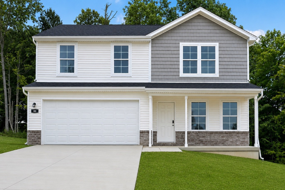 A house with a garage.