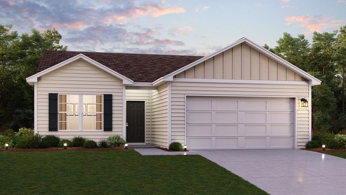 A house with a garage.