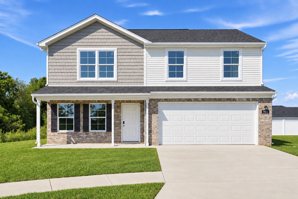 A house with a garage.