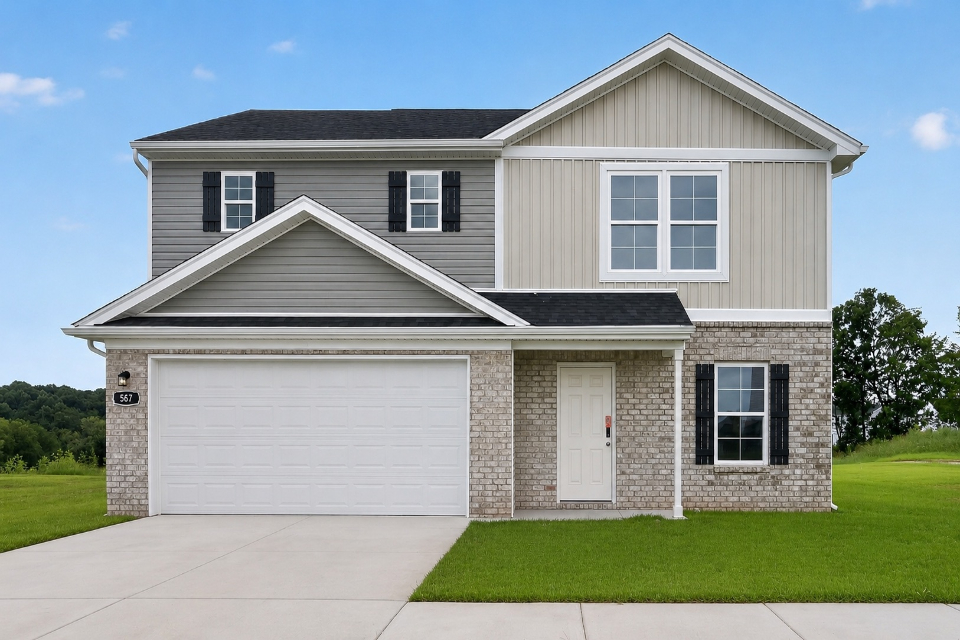 A house with a garage.
