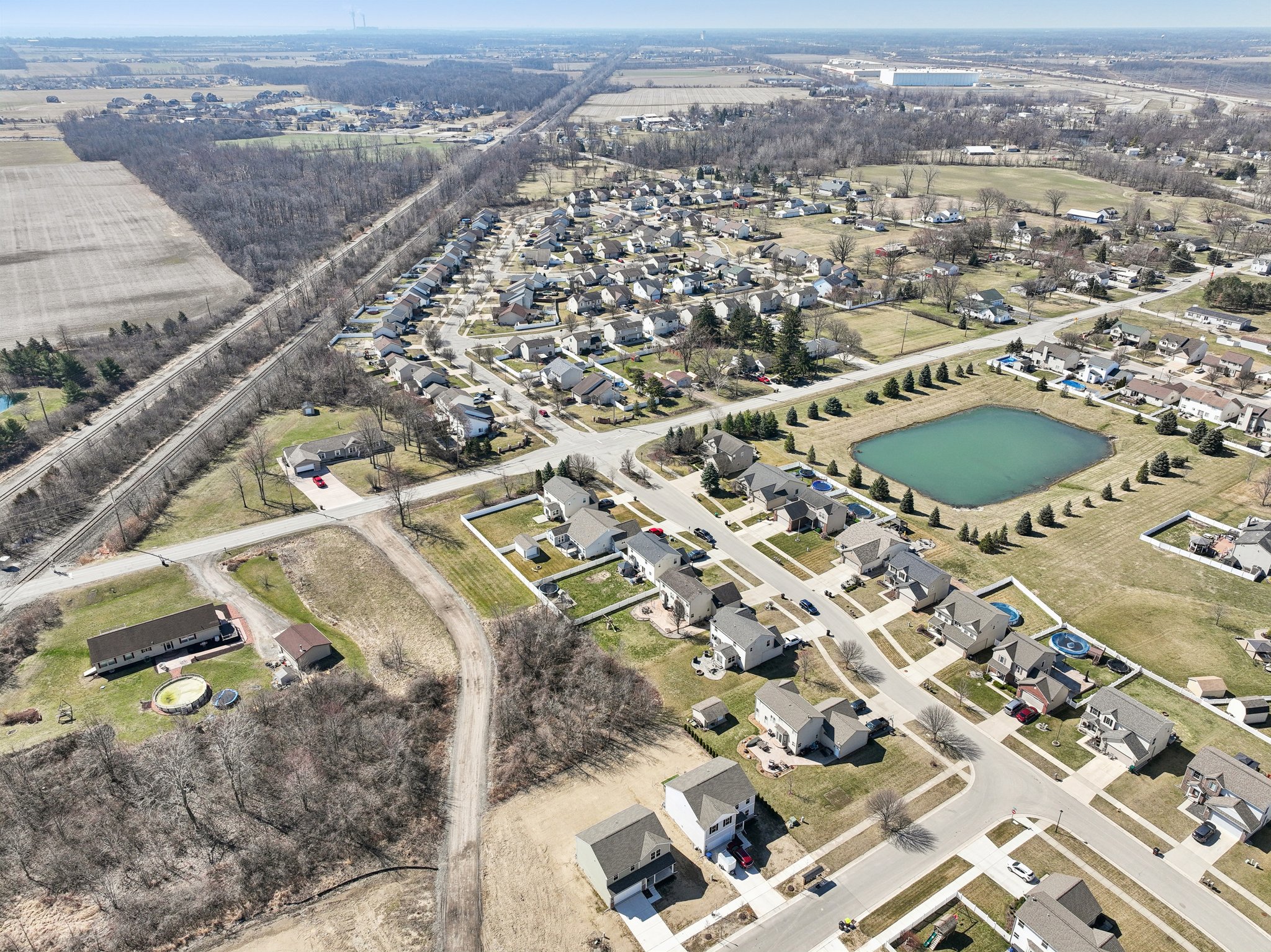 An aerial view of a city.
