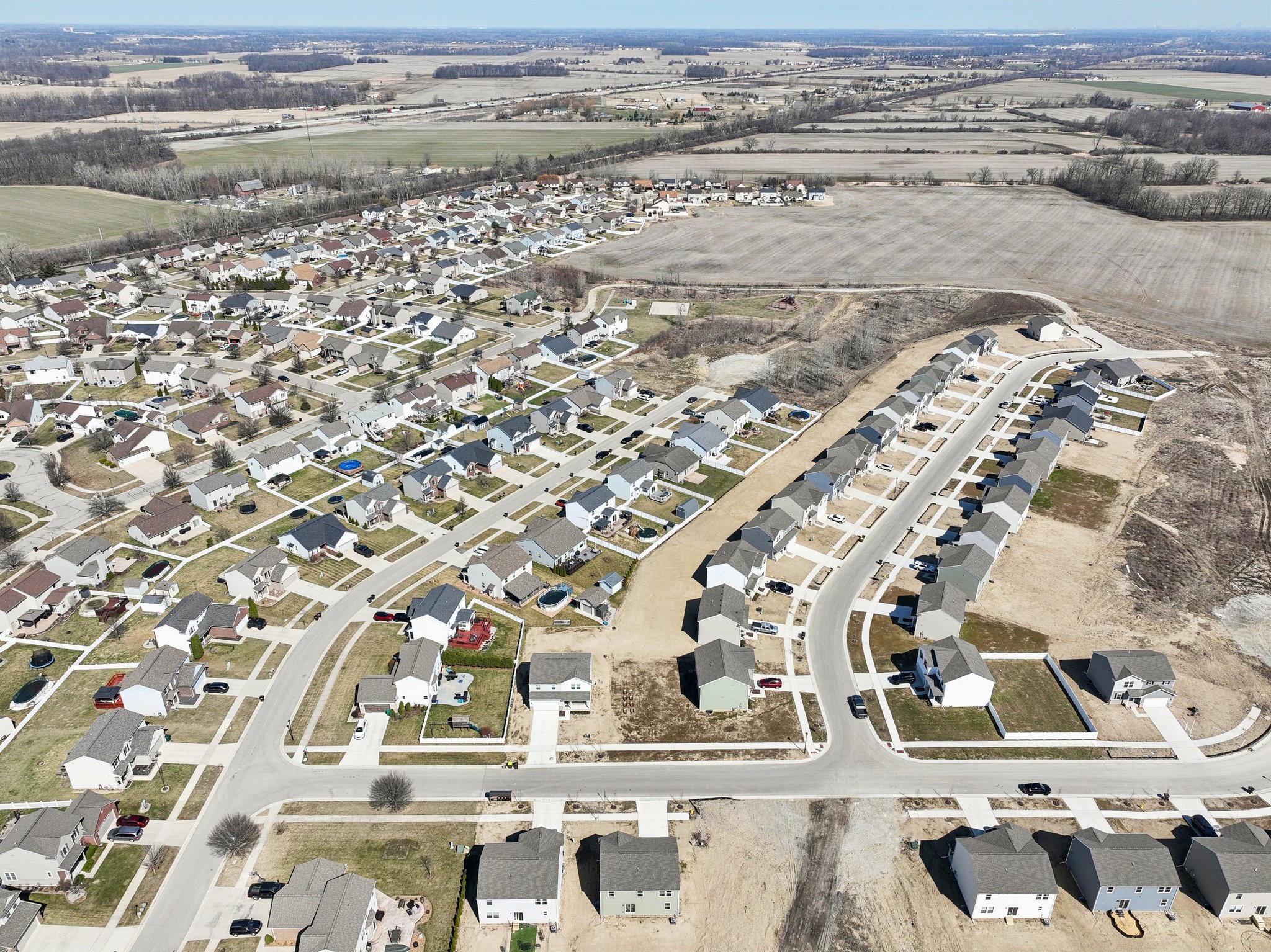 An aerial view of a city.