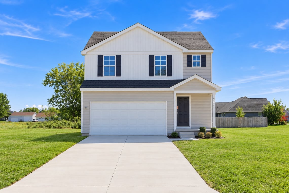 A house with a driveway.