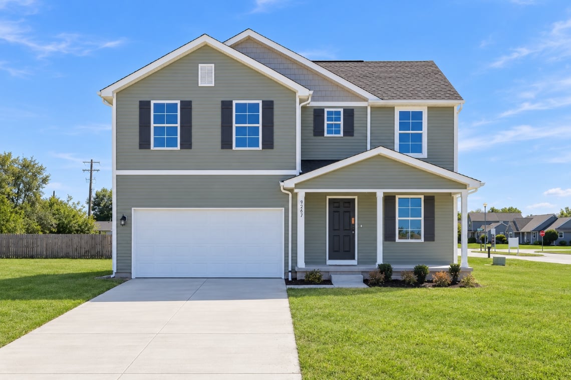 A house with a garage.