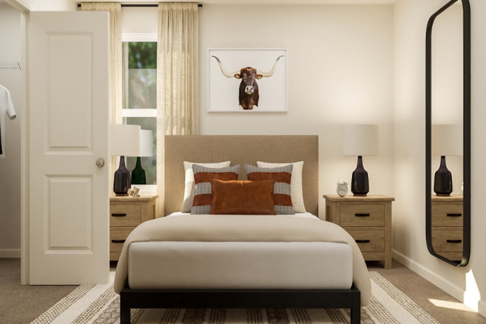 A white couch in a room.