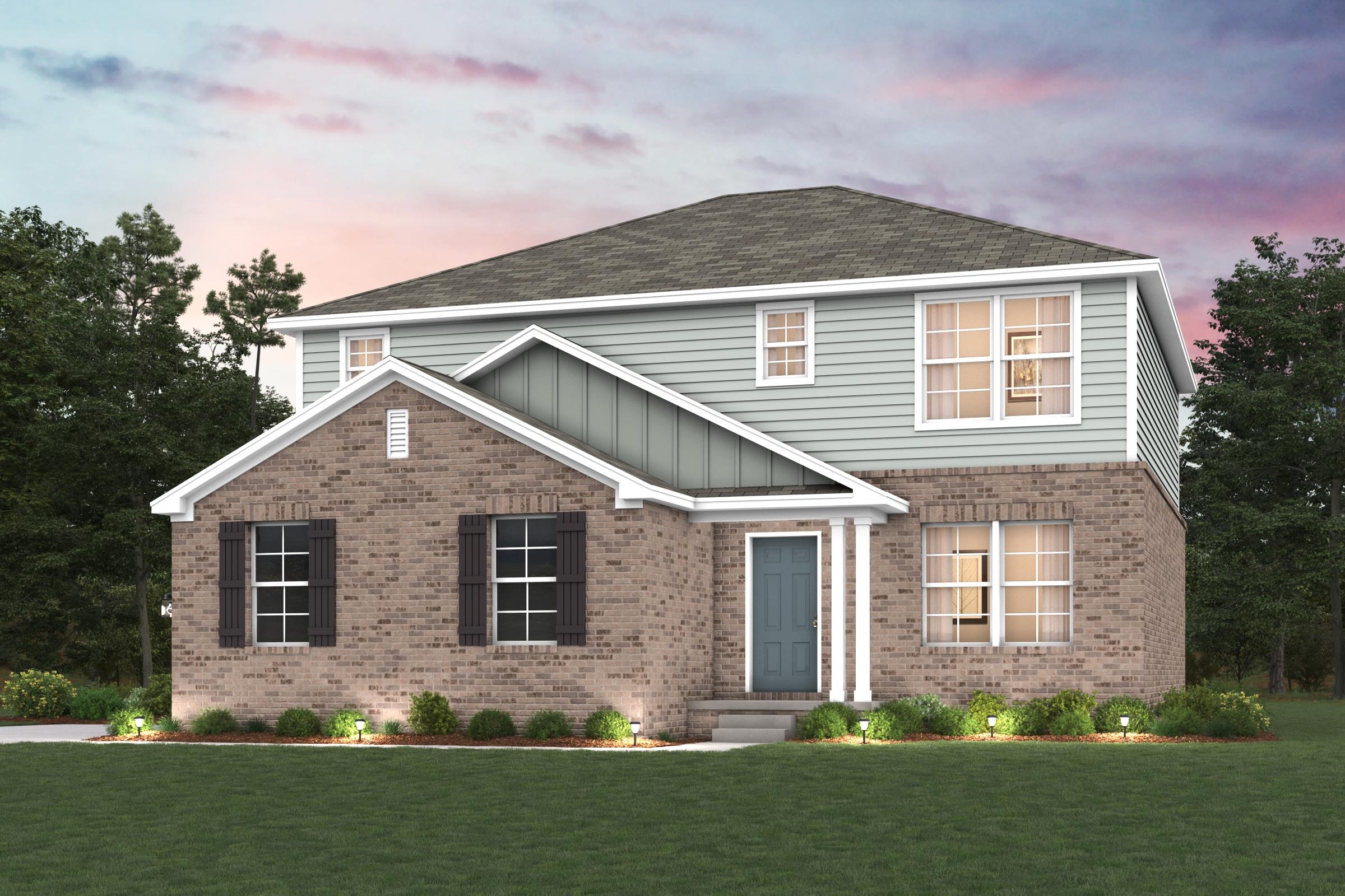 A house with a lawn in front.