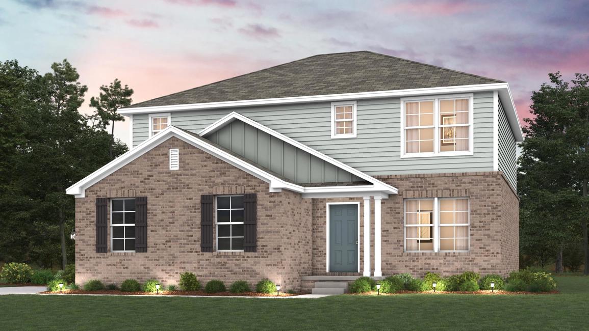 A house with a lawn in front.
