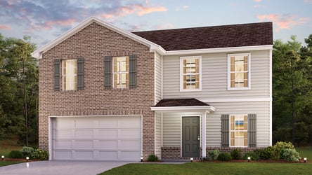 A large house with a garage.