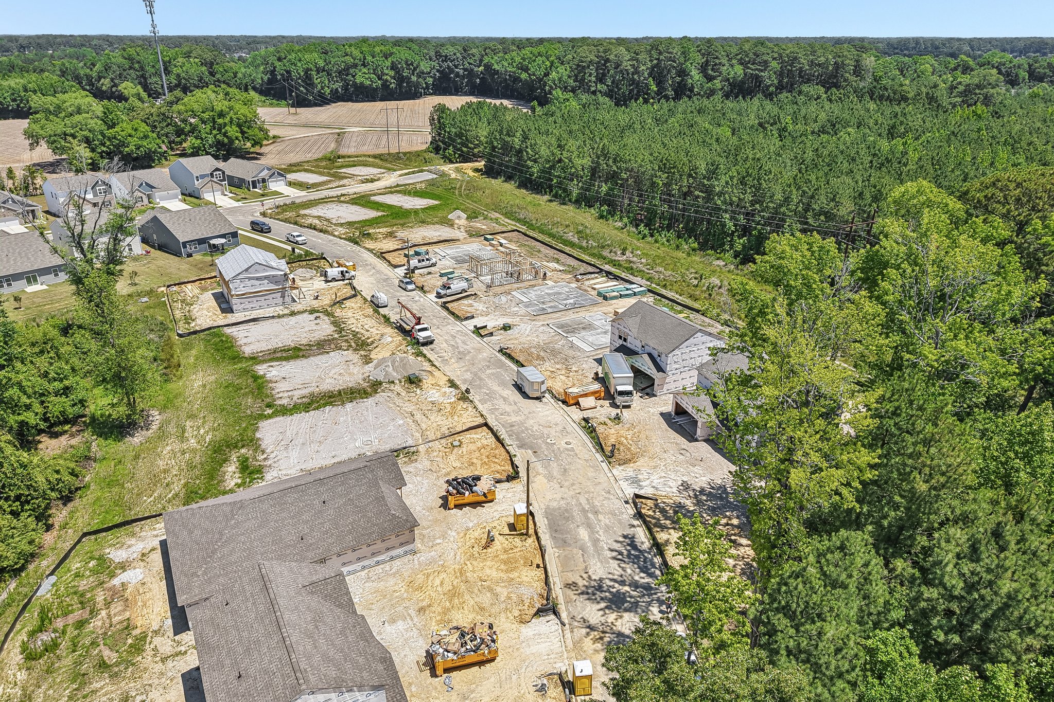 A high angle view of a construction site.