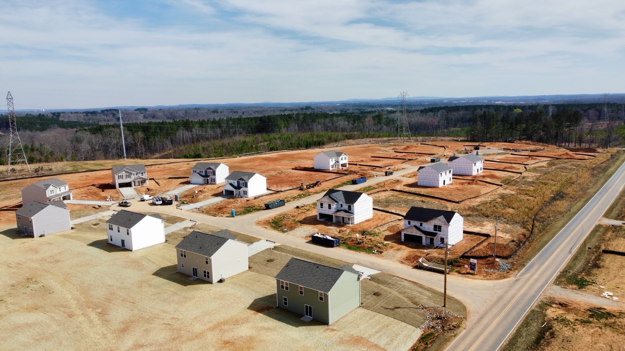 A group of white buildings.