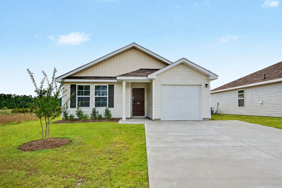 A house with a garage.