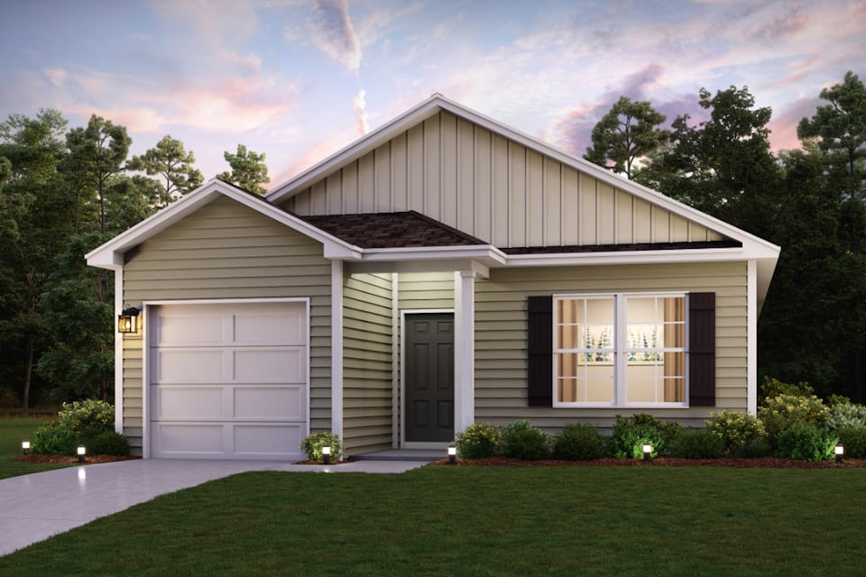 A house with a garage.
