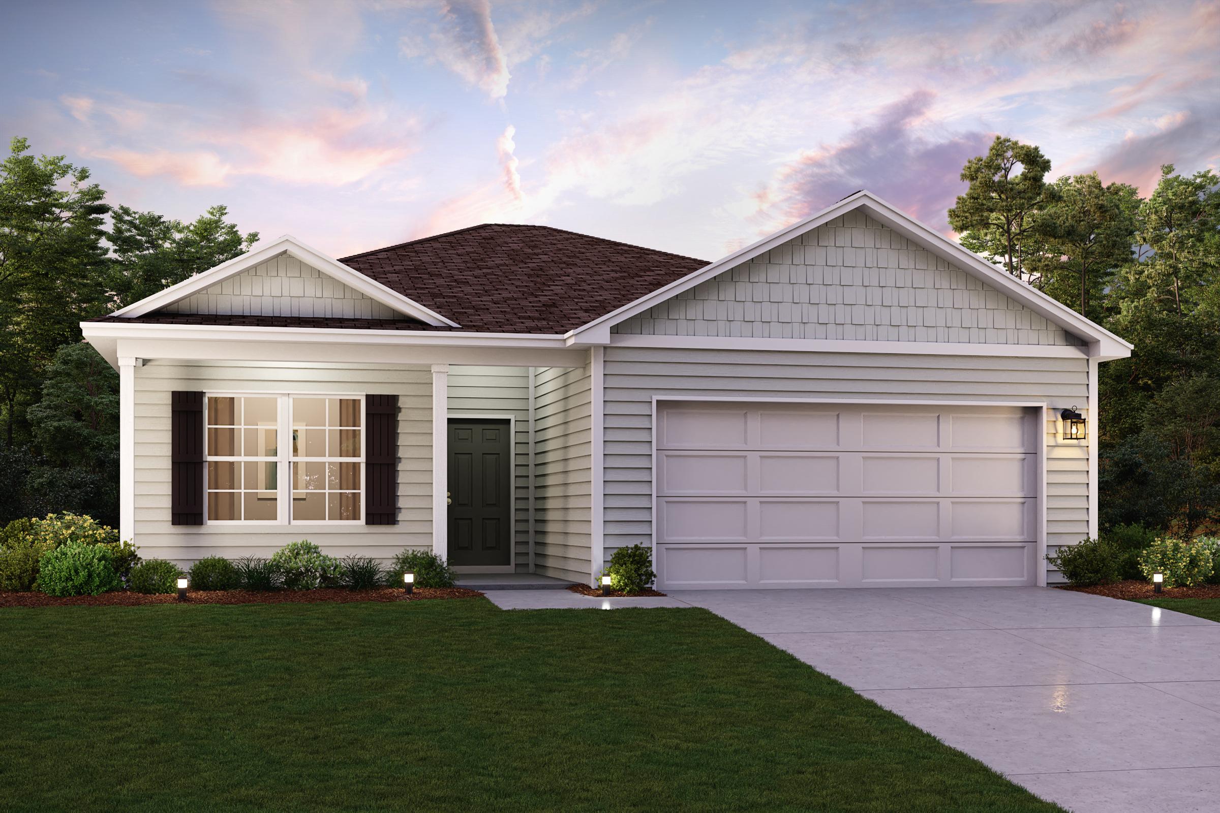 A house with a garage.
