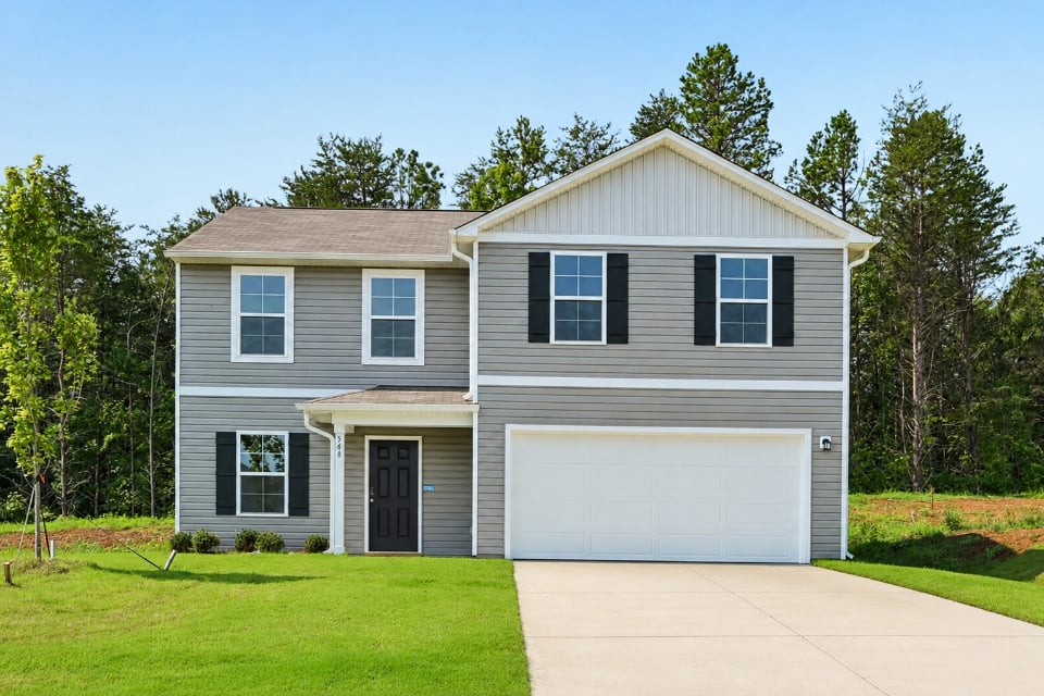 A house with a garage.
