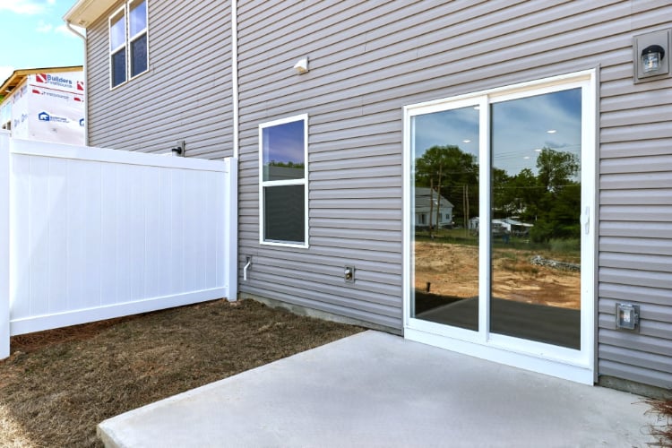 A house with a glass door.