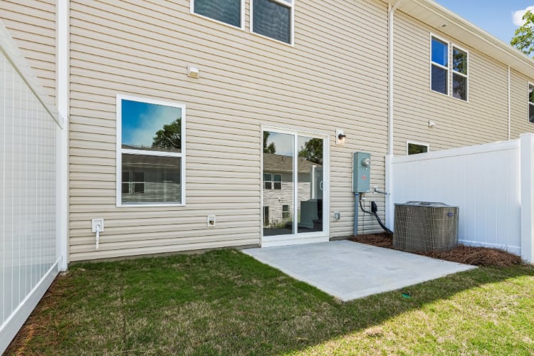 A house with a glass door.