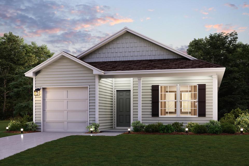 A house with a garage.