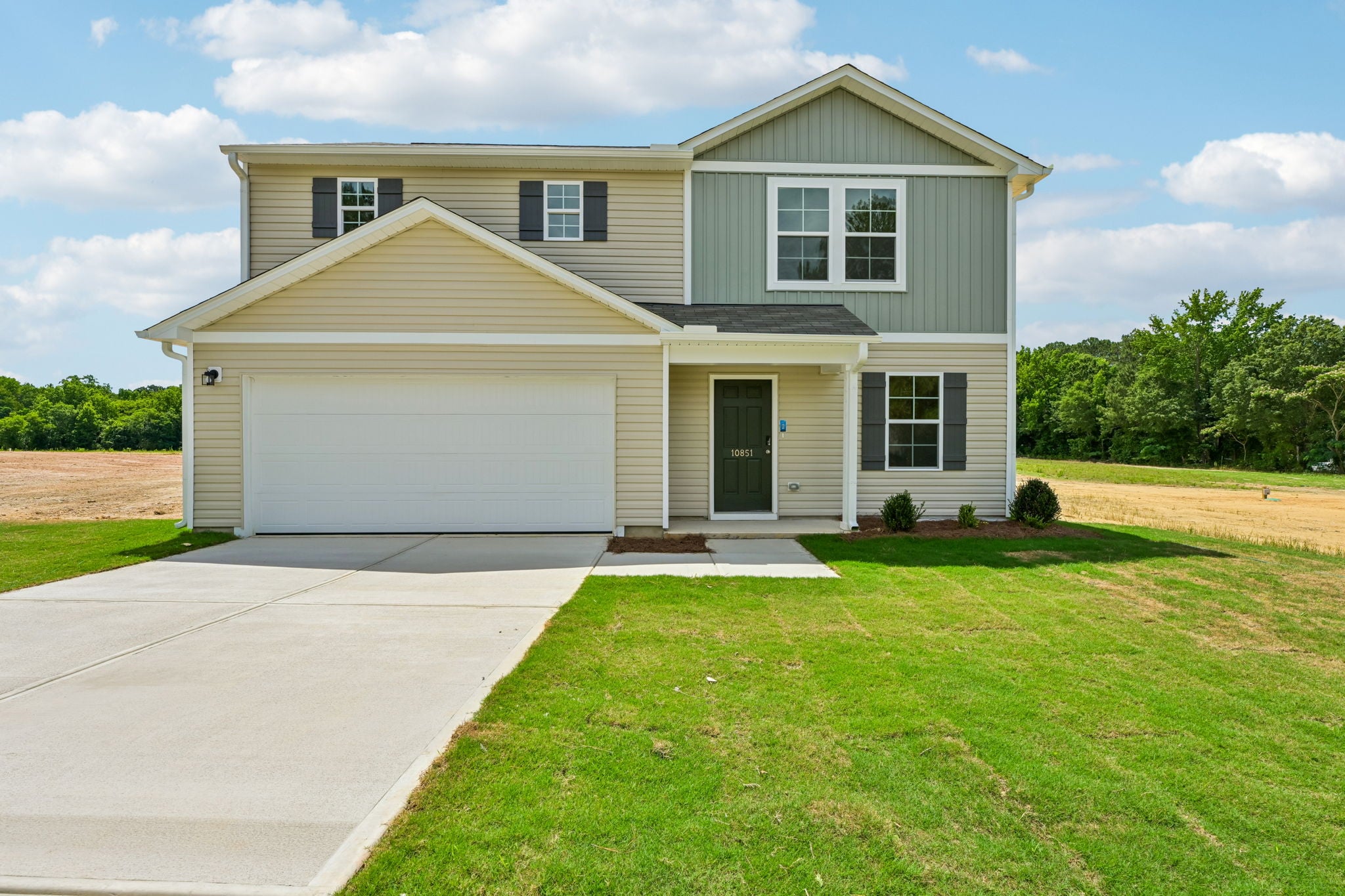 A house with a garage.