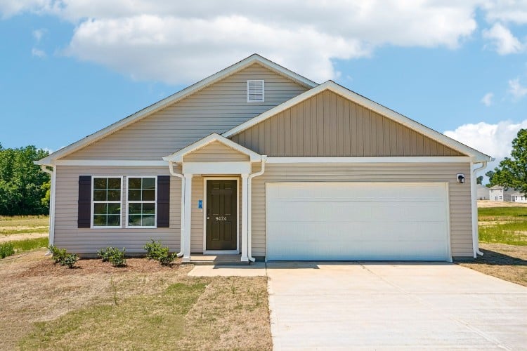 A house with a garage.