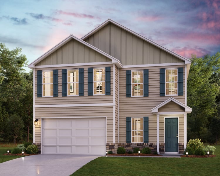 A house with a garage.