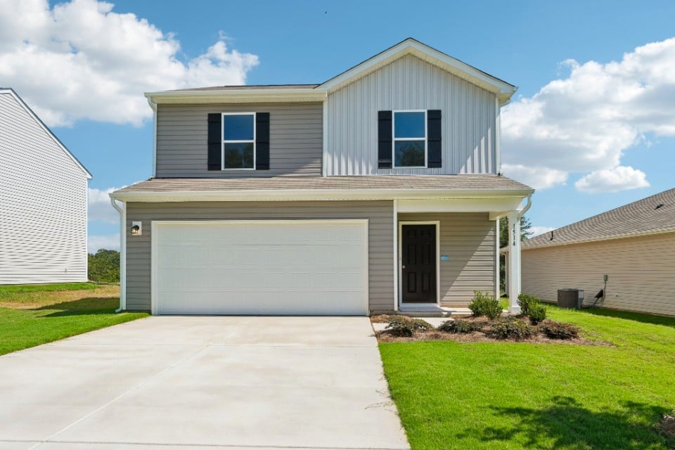 A house with a garage.