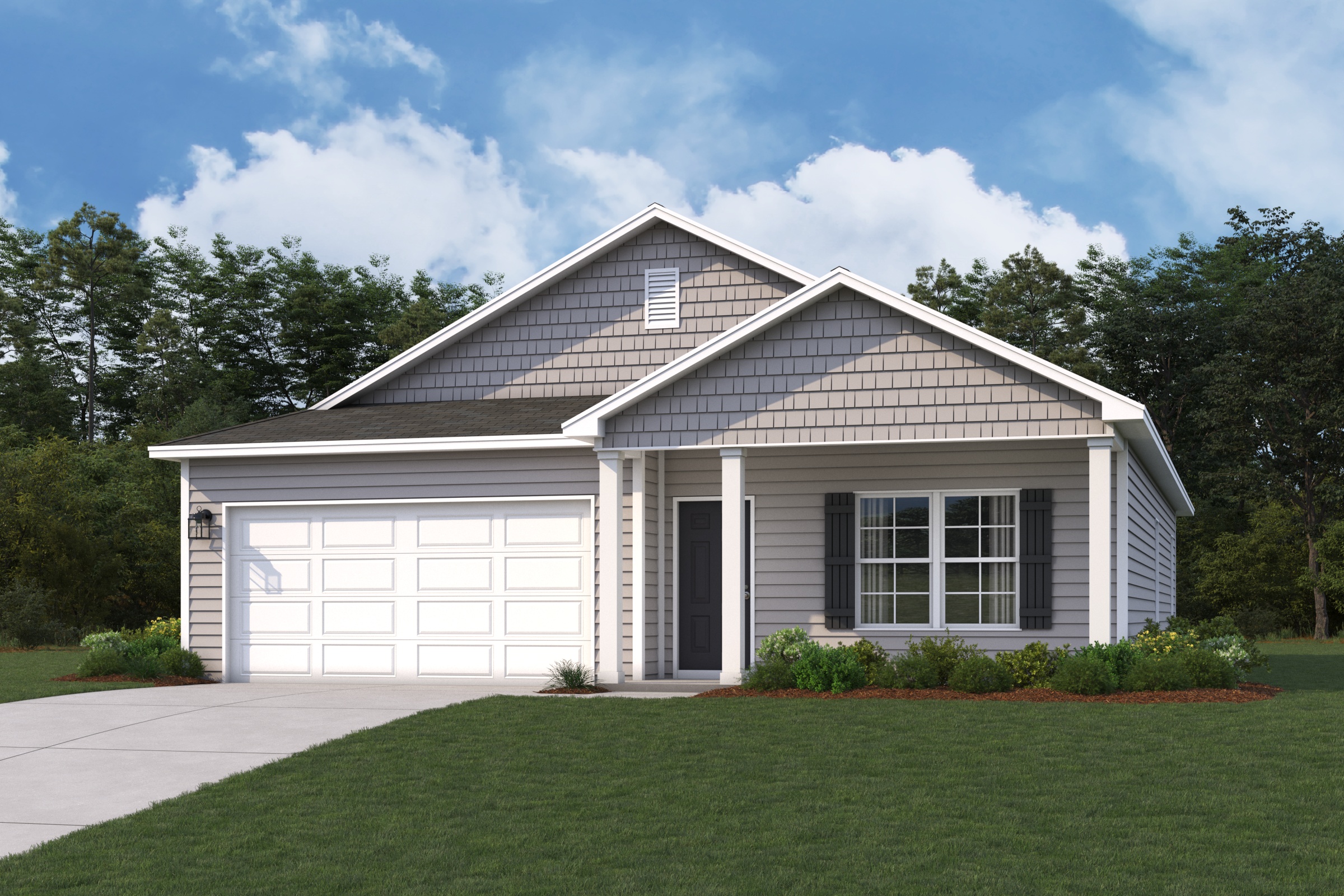 A house with a garage.
