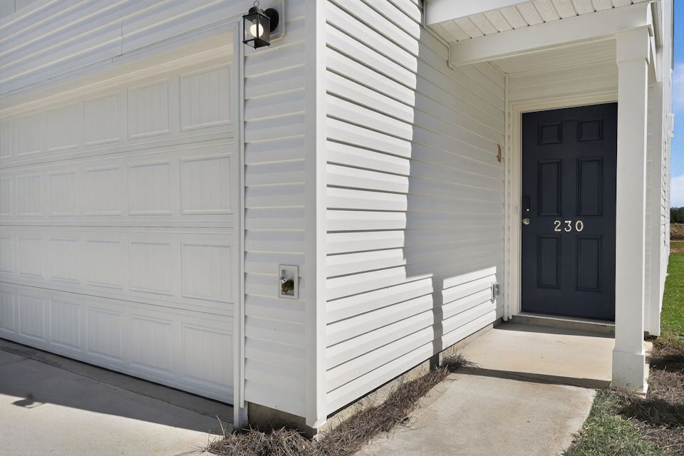 A white garage door.