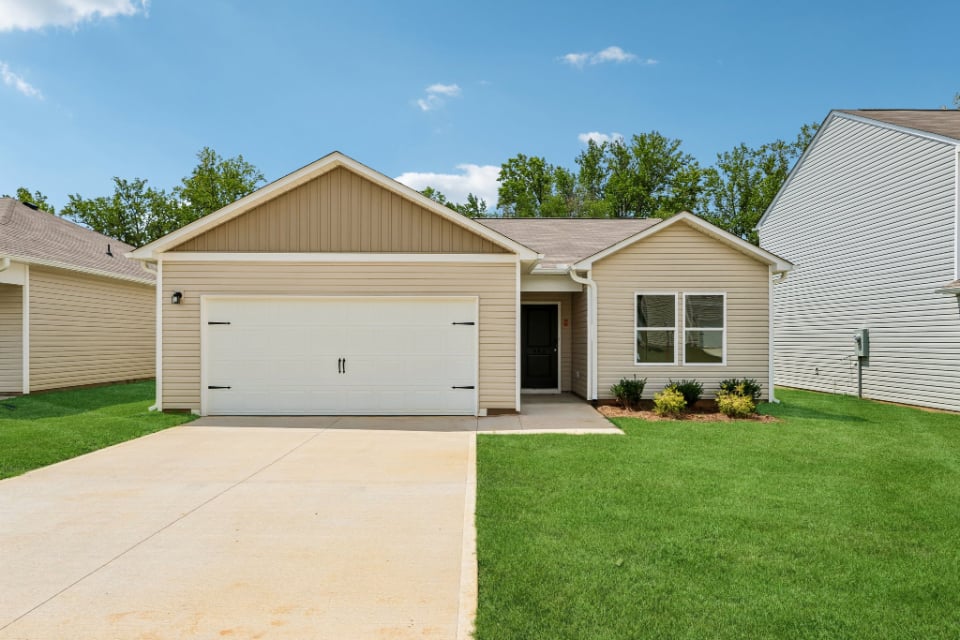 A house with a garage.