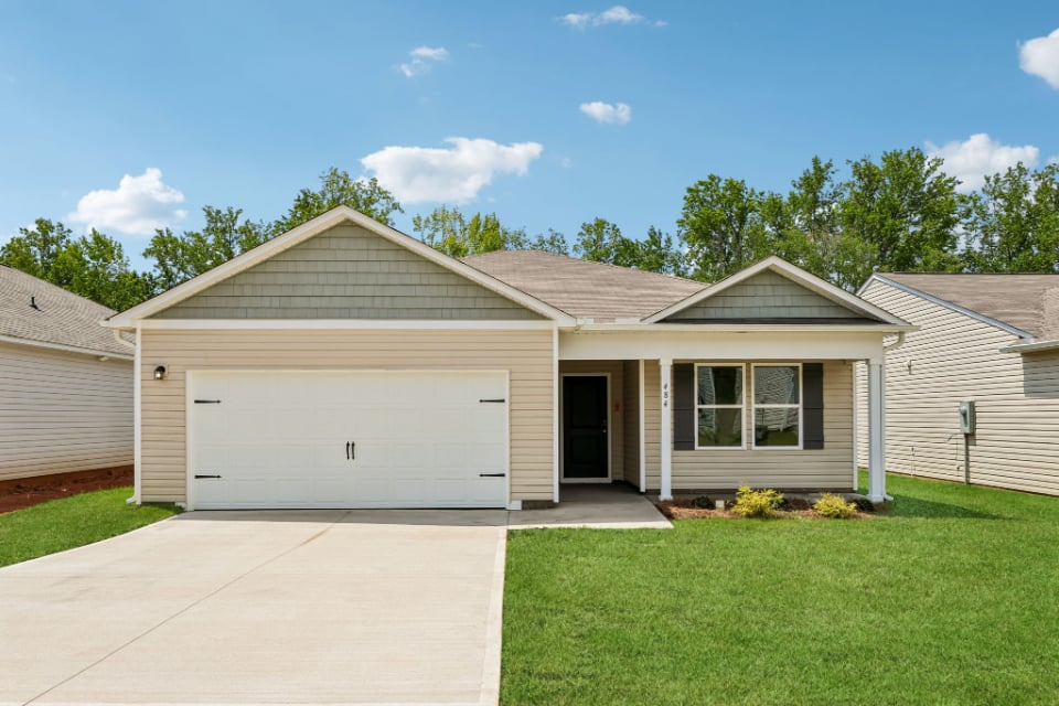 A house with a garage.