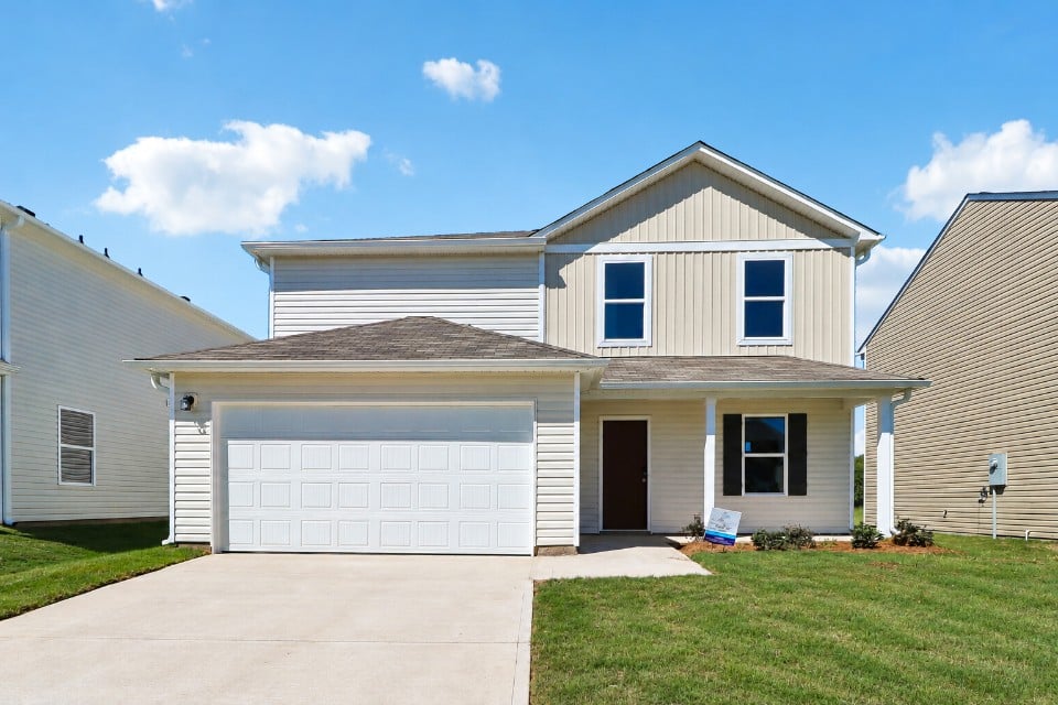 A house with a garage.