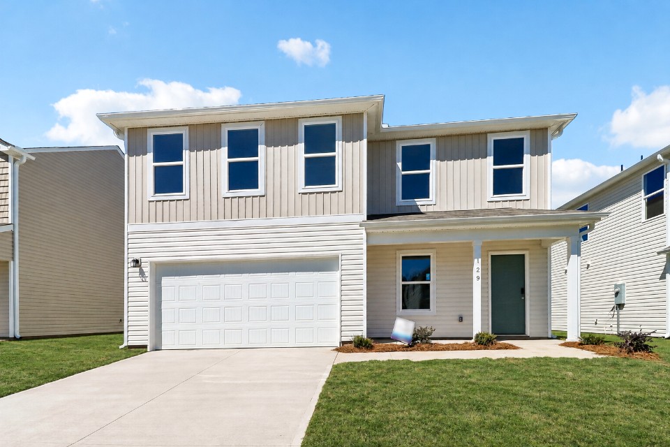 A house with a garage.