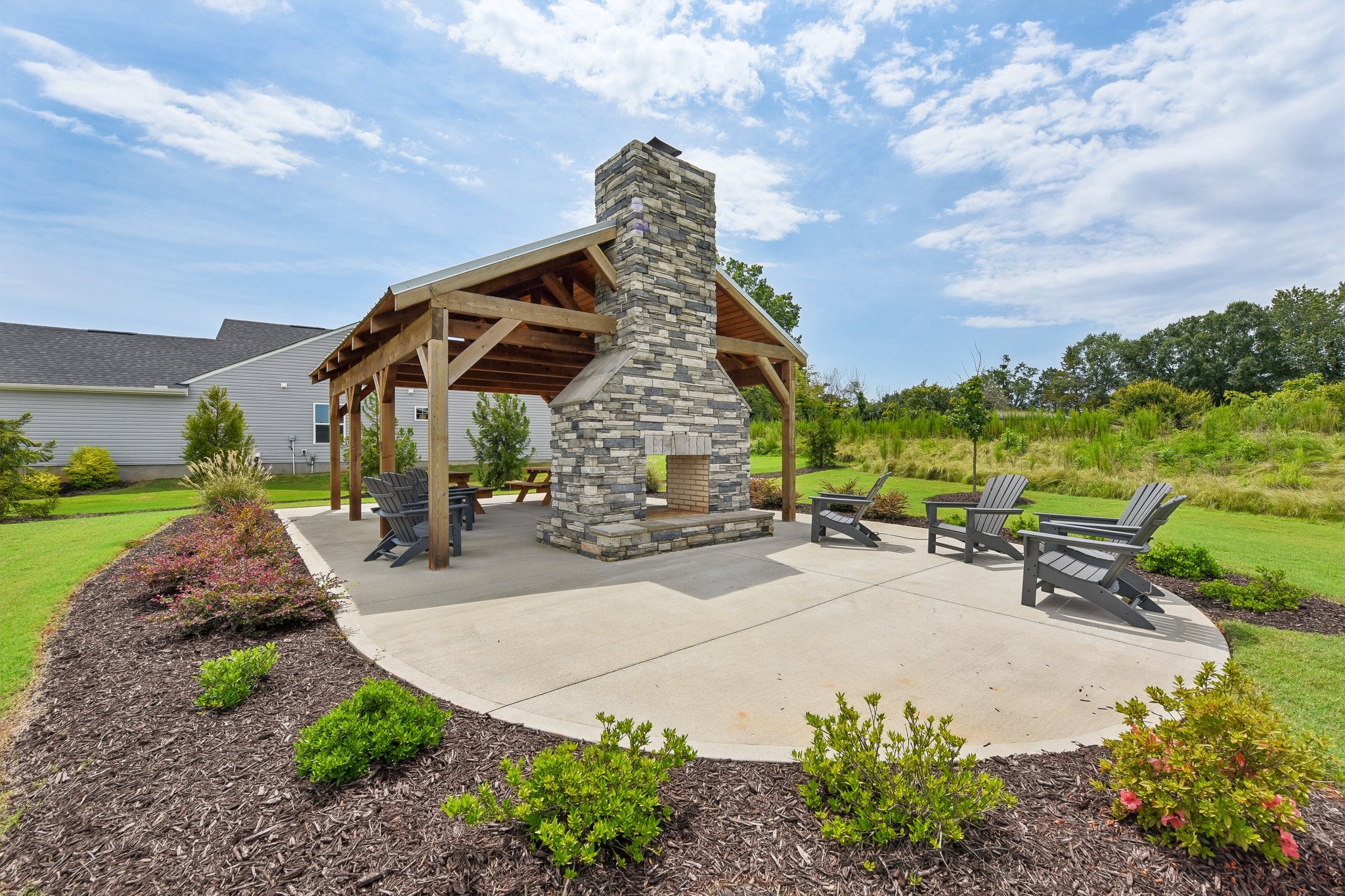 A gazebo in a garden.