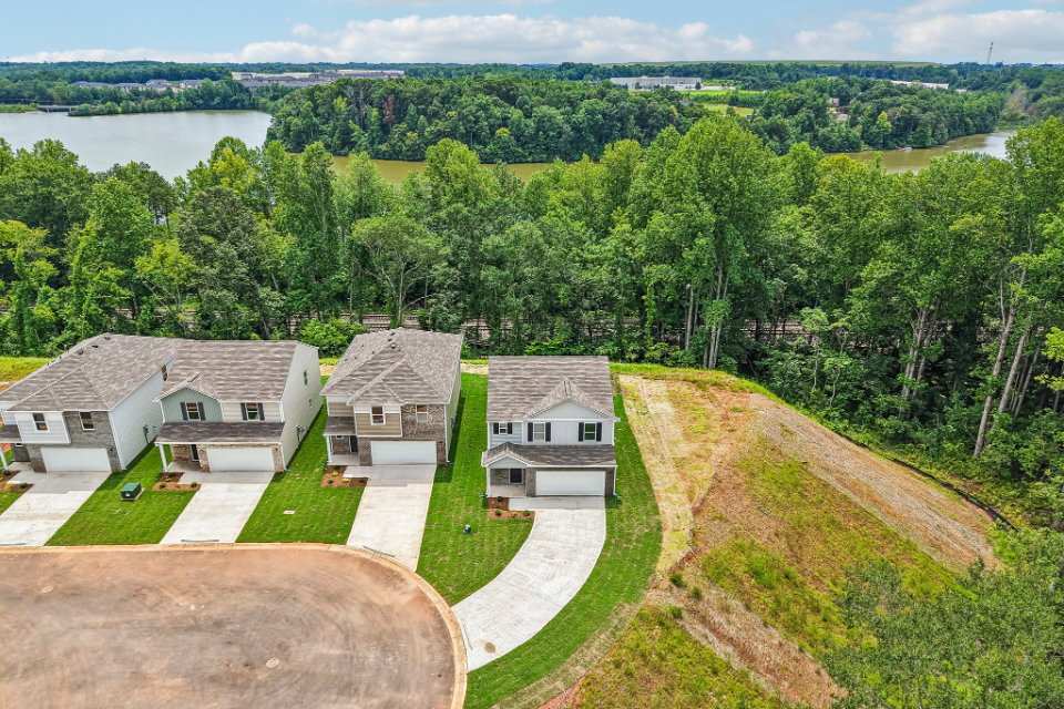 A house surrounded by trees.