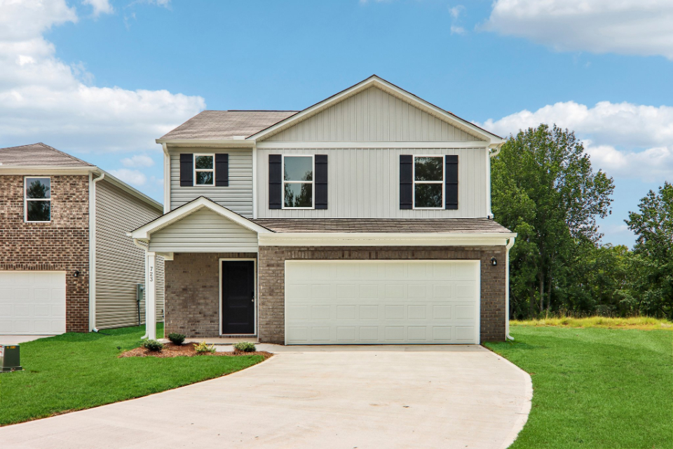 A house with a garage.