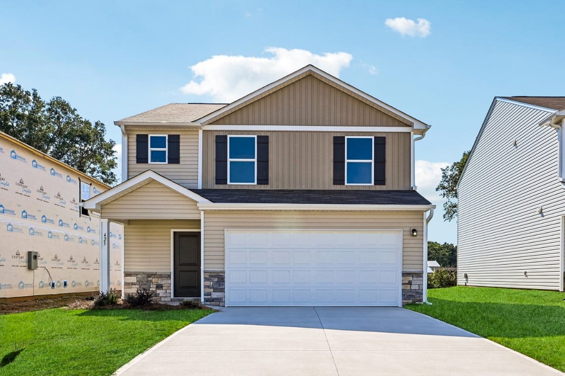 A house with a garage.