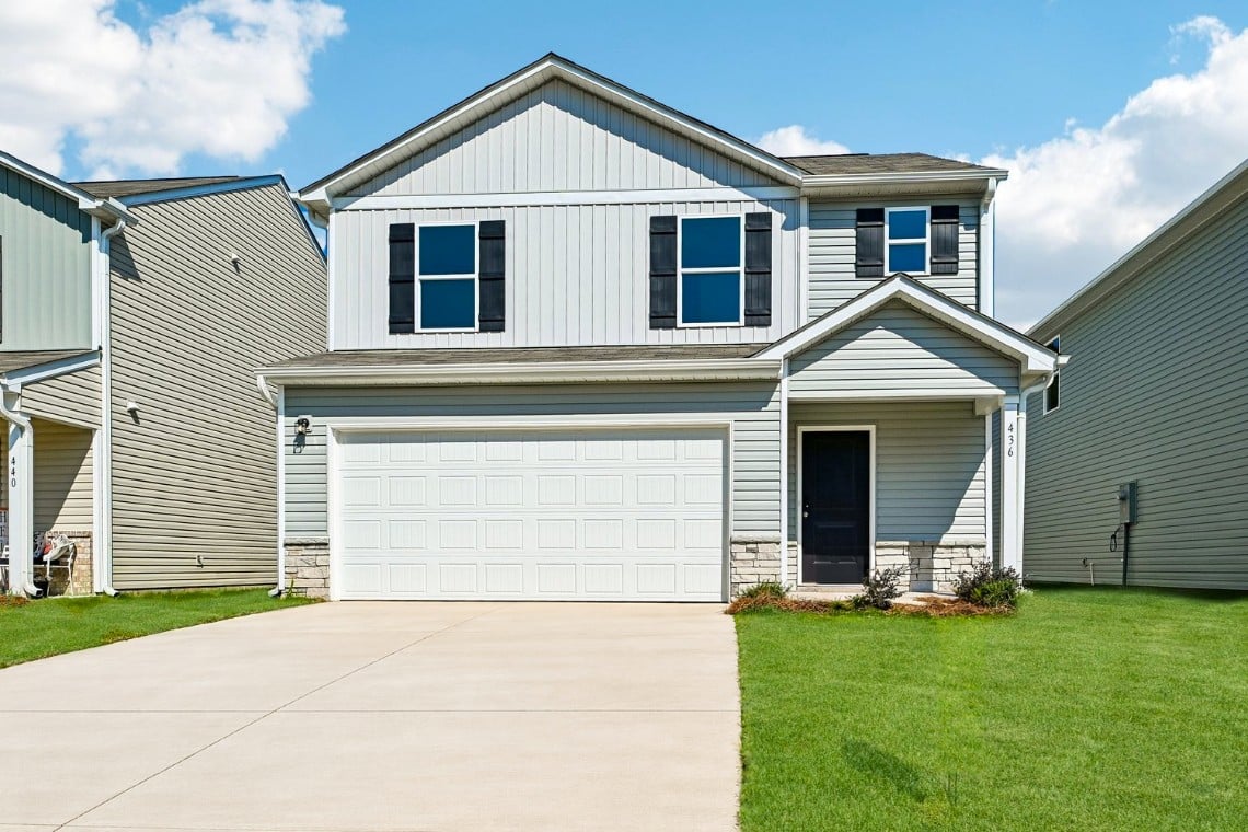 A house with a garage.