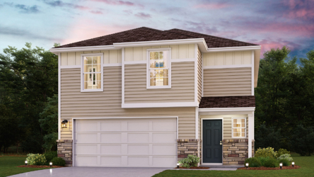 A house with a garage.