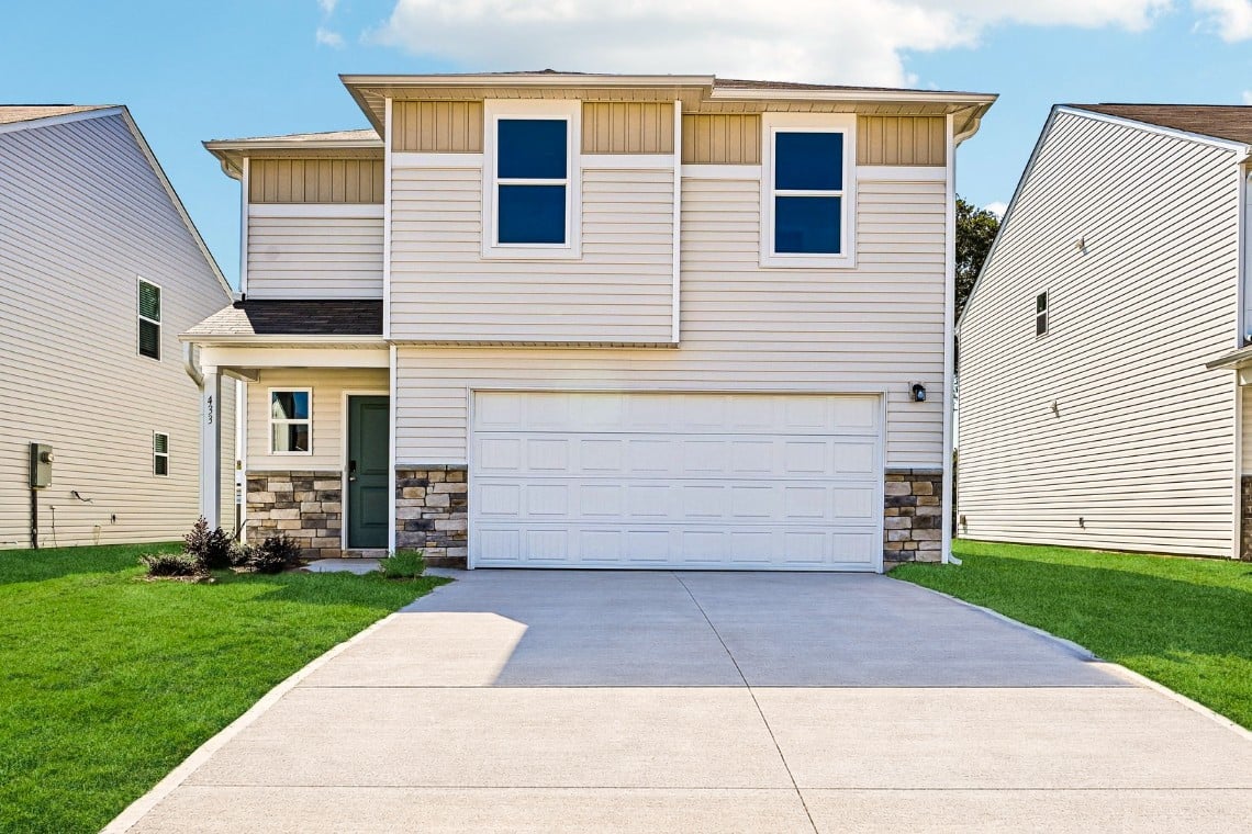 A house with a garage.